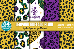 Leopard Buffalo Plaid Mardi Digital Paper Bundle PNG Product Image 3