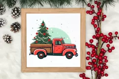 Red Christmas Truck Sublimation Clipart, Christmas PNG Product Image 3
