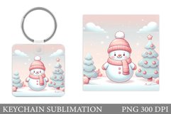 Cute Snowman Keychain Design. Snowman Keychain Sublimation Product Image 1