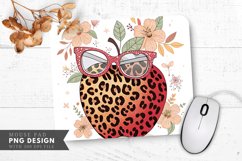 Funky Leopard Apple with Floral Accents Mouse Pad PNG Product Image 1