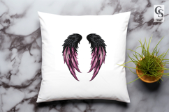 Black and Pink Ombre Angel Wings Clipart Sublimation Png Product Image 3
