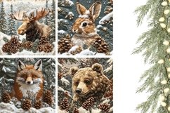 Knitted Winter Animals Pillow Case, Winter Forest Pillow Product Image 3