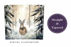 Watercolor Christmas Tumbler Wrap, Winter Hare Sublimation Product Image 3