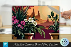 A Group Of Potted Flowers Cutting Board PNG Design Product Image 1