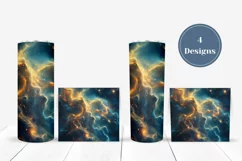 Cosmic Tumbler Sublimation, Gold Glitter Tumbler Design Product Image 3