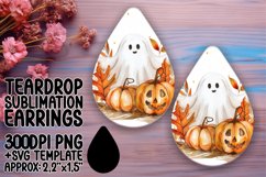 Halloween Watercolor Teardrop Earring Design PNG Product Image 1