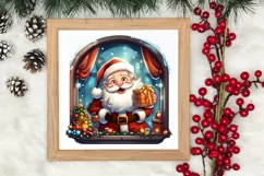 Cute Christmas Santa Claus Peeking Clipart, Christmas PNG Product Image 3