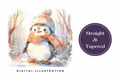 Christmas Tumbler Wrap, Watercolor Winter Penguin Tumbler Product Image 3