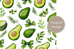 Watercolor Avocado Tumbler Wrap, Green Tumbler Sublimation Product Image 3