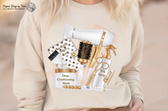 Luxury Hair Salon Sublimation PNG White &amp; Gold Beauty Tools Product Image 7