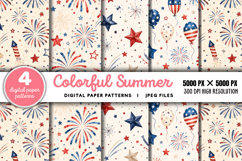 Fourth Of July Watercolor Digital Paper PNG Product Image 1