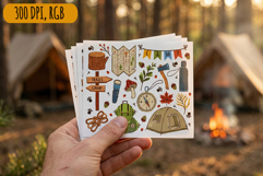 Camping and hiking vector set, travel and outdoor recreation Product Image 3
