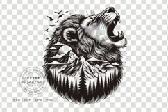 Roaring Lion Silhouette Landscape Vector Product Image 2
