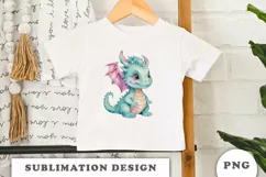 Watercolor cute Dragon sublimation png Product Image 3