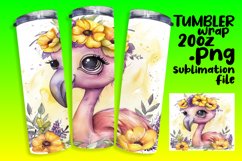 Summer Flamingo and Flowers Tumbler Wrap Design Product Image 1