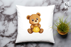Cute Bear with Honey Pot Clipart PNG Product Image 3