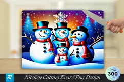 Snowman Family Names Engraved Cutting Board PNG Design Product Image 1