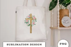 Watercolor Floral cross sublimation Png Product Image 3