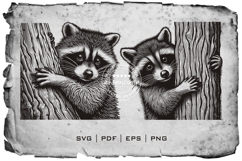 Adorable Raccoon Line Art Engraving Wildlife Vector Product Image 3