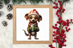 Christmas Dog And Coffee Clipart, Christmas Clipart Product Image 3
