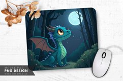 Vibrant Dragon in a Moonlit Forest Mouse Pad PNG Design Product Image 1