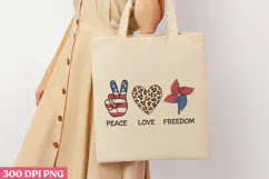 PEACE LOVE FREEDOM PNG, Memorial Day Sublimation PNG Product Image 3
