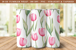 Watercolor Pink Tulip Tumbler Wrap | 20 oz tumbler Wrap Product Image 1