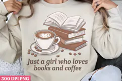 Just A Girl Who Loves PNG, Book Reader Sublimation PNG Product Image 1