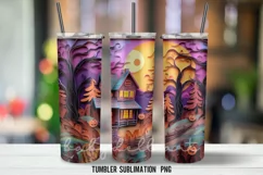 Haunted House Tumbler Wrap Sublimation Design PNG Product Image 2