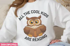 All the cool kids are PNG, Reading Book Sublimation PNG Product Image 3