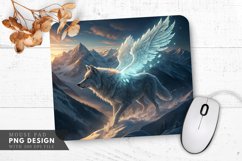 Frosting Wolf Over Snowy Peaks Mouse Pad PNG Design Product Image 1