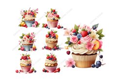 Floral Cupcake Clipart, Fruits Cupcake Clipart Product Image 3