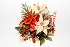 Christmas Flowers Watercolor Clipart PNG Product Image 3