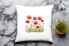 Red Poppy Flower Field Clipart Sublimation PNG Product Image 3