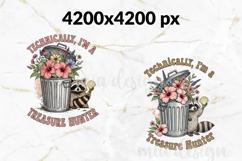 Treasure Hunter PNG - Cute Raccoon Png - Floral Sublimation Product Image 2
