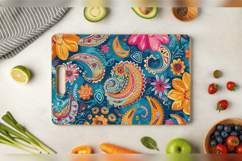 Boho Floral Paisley Cutting Boards sublimation Design Product Image 3