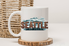 Seattle PNG, Washington Space Needle Mountain Sublimation Product Image 3