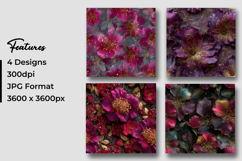 Elegant Dark Floral Pattern Digital Paper Product Image 3