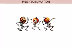 Dancing Skeletons & Pumpkin Head PNG, Spooky Halloween Decor Product Image 2