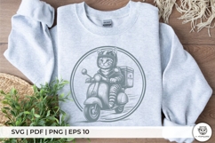 Cool Cat Rider on Classic Motorcycle Product Image 3