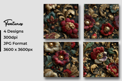 Artistic Vintage Floral Digital Paper Pattern Product Image 3