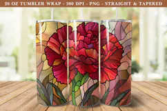 Stained Glass Carnation Flower Tumbler Wrap | 20 oz tumbler Product Image 1