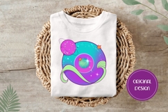 Hand Drawn Cosmic Illustration, Neon Space Planet PNG Product Image 3