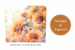 Sunflower Tumbler Design, Watercolor Flowers Tumbler Wrap Product Image 3