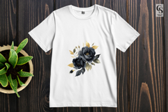 Black Rose Gold Leaves Watercolor Clipart Sublimation PNG Product Image 2