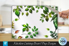 Leaves on White Board Cutting Board Sublimation Design Product Image 1