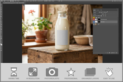 Glass Milk Bottle Product Image 2