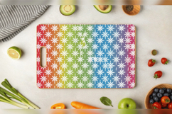 Funky Rainbow Snowflakes Cutting Boards sublimation Design Product Image 3