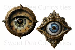 Clocks, Eyes, Steampunk, Ephemera, PNG, watercolor, Clipart Product Image 3