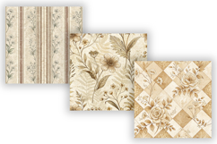 Antique Paper Digital Paper Pack, Vintage Floral Seamless Product Image 3